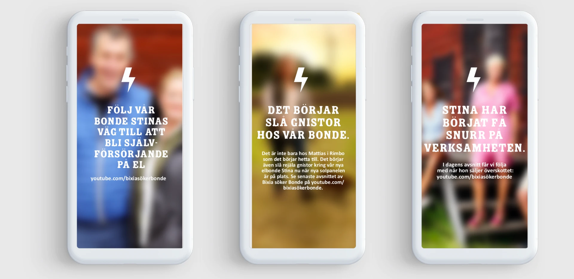 Tre uppföljande inlägg i sociala medier för Bixia söker bonde