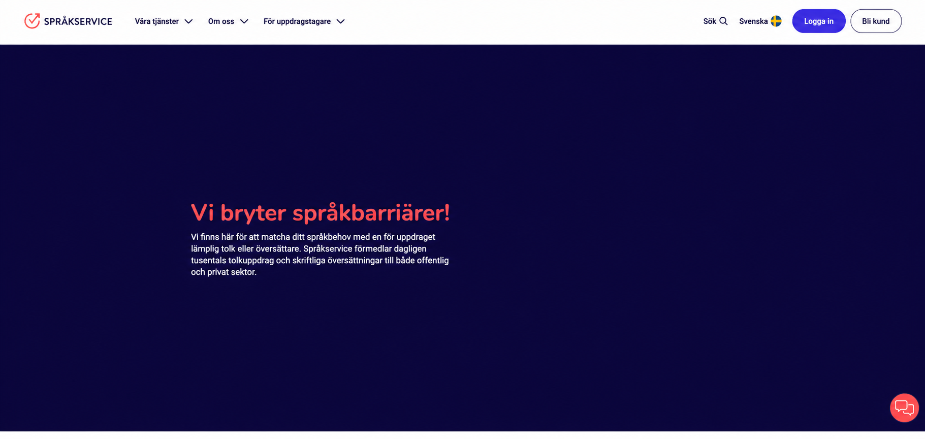 Startsidan på sprakservice.se