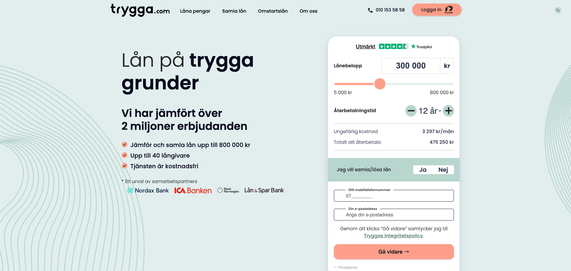 Tryggas nya webbplats med lånejämförelse