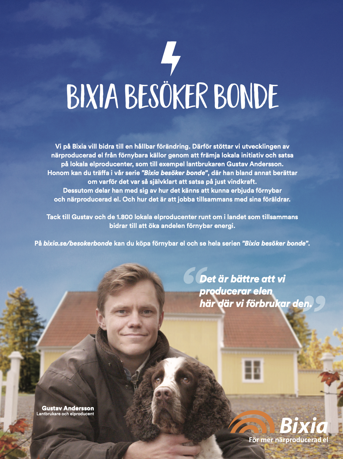 Printannons för Bixia söker bonde med lantbrukaren Gustav Andersson