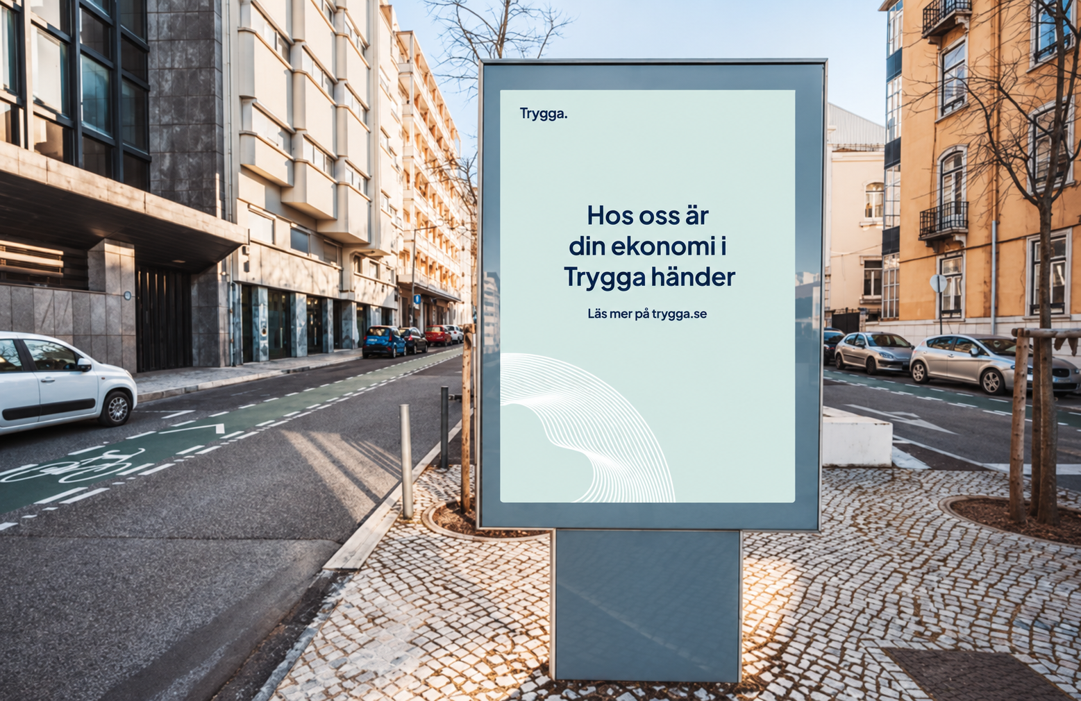 Tryggas utomhusreklam i stadsmiljö